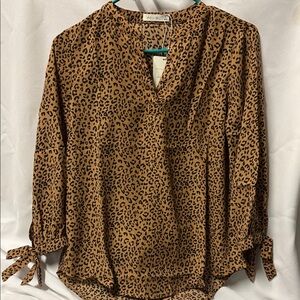 Active USA Brown Leopard Print Blouse